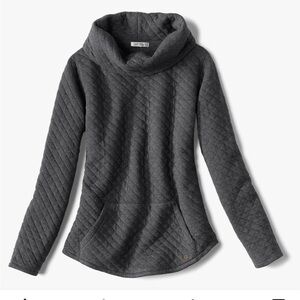 Orvis Women's Quilted Cowlneck Sweatshirt in charcoal gray medium